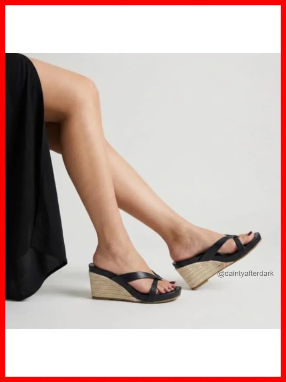 Women's Espadrille Wedge Sandals with Cross Strap - Faux Leather Thong Platform
